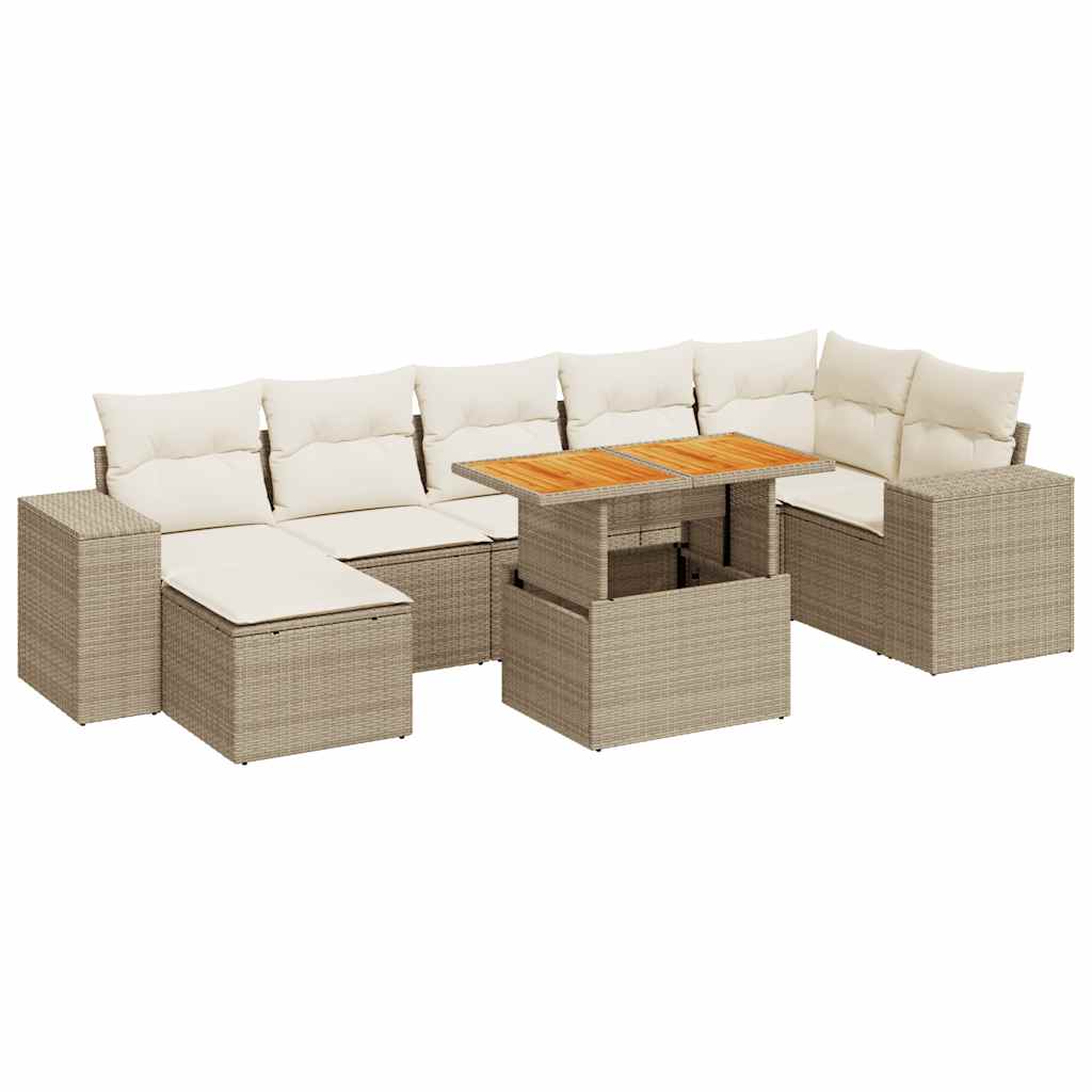 vidaXL Set de sofás de jardín y cojines 8 piezas ratán sintético beige