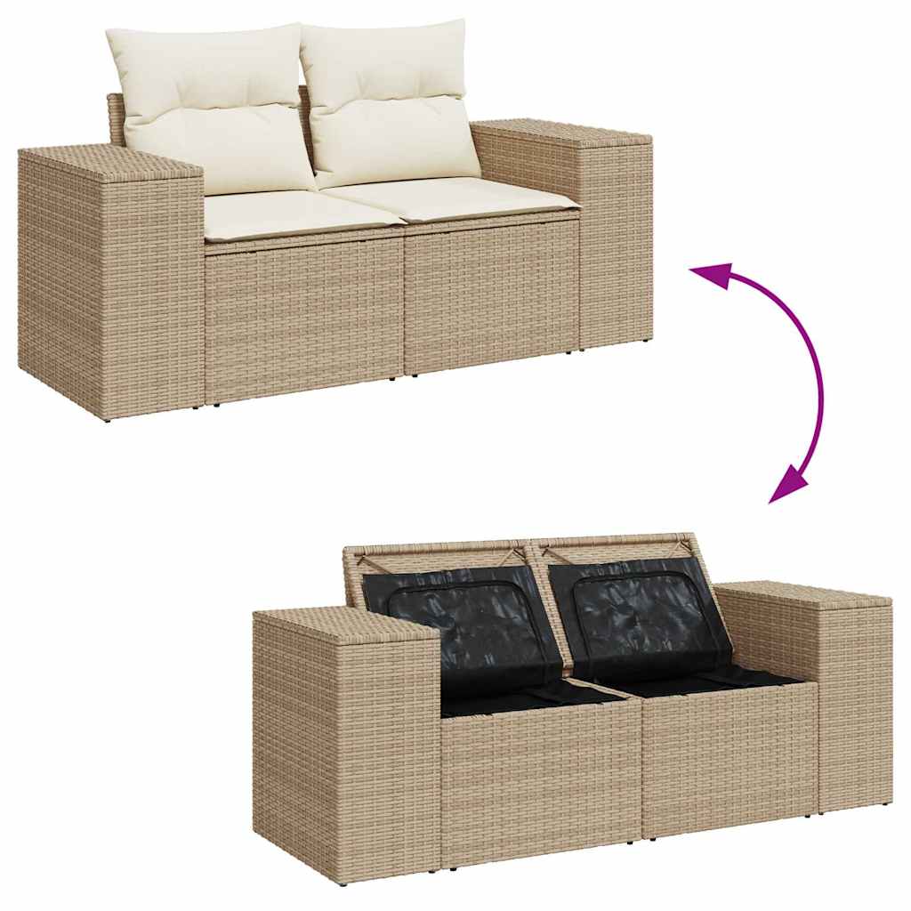 vidaXL Set sofás jardín y cojines 9 pzas ratán sintético acacia beige