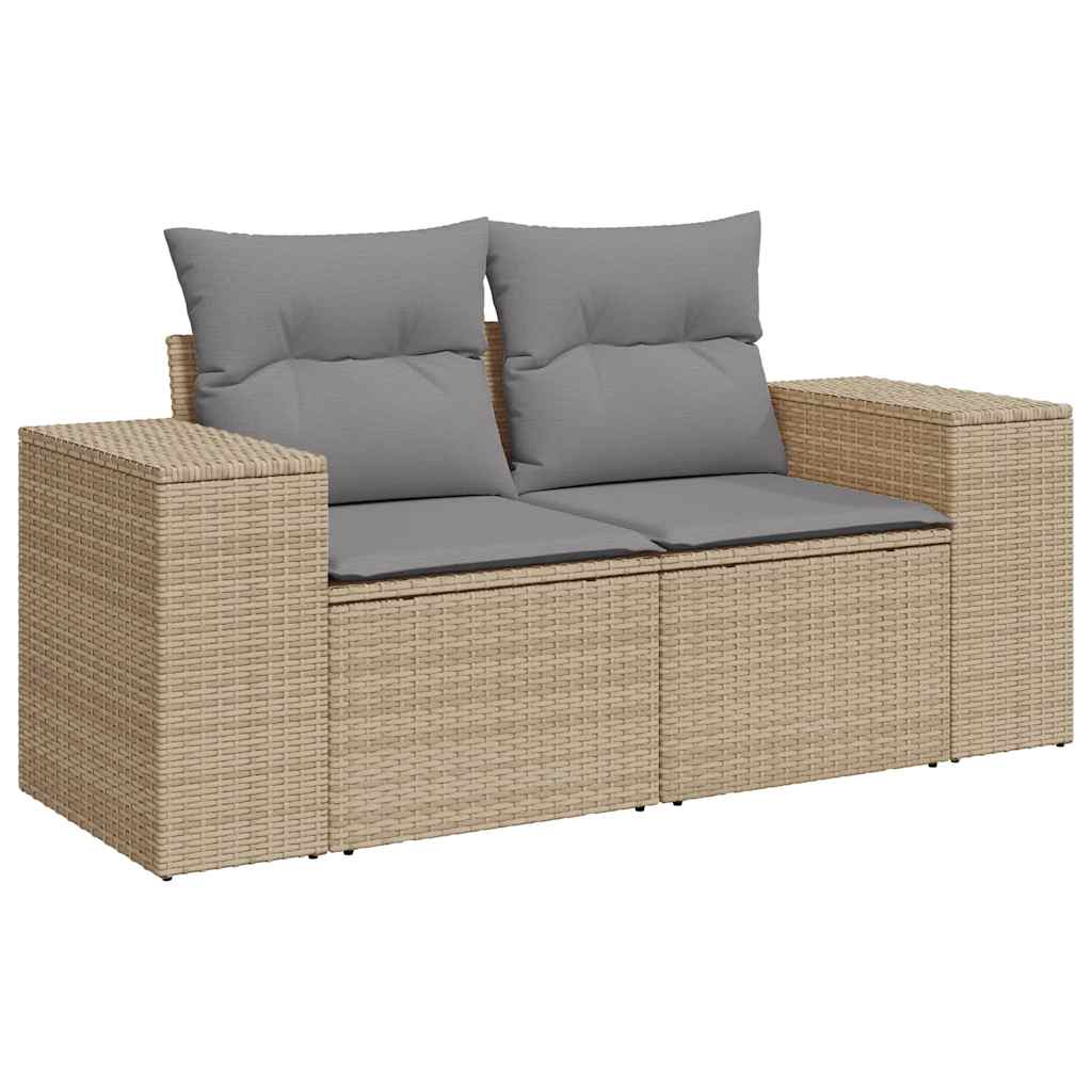 vidaXL Set sofás jardín y cojines 9 pzas ratán sintético acacia beige