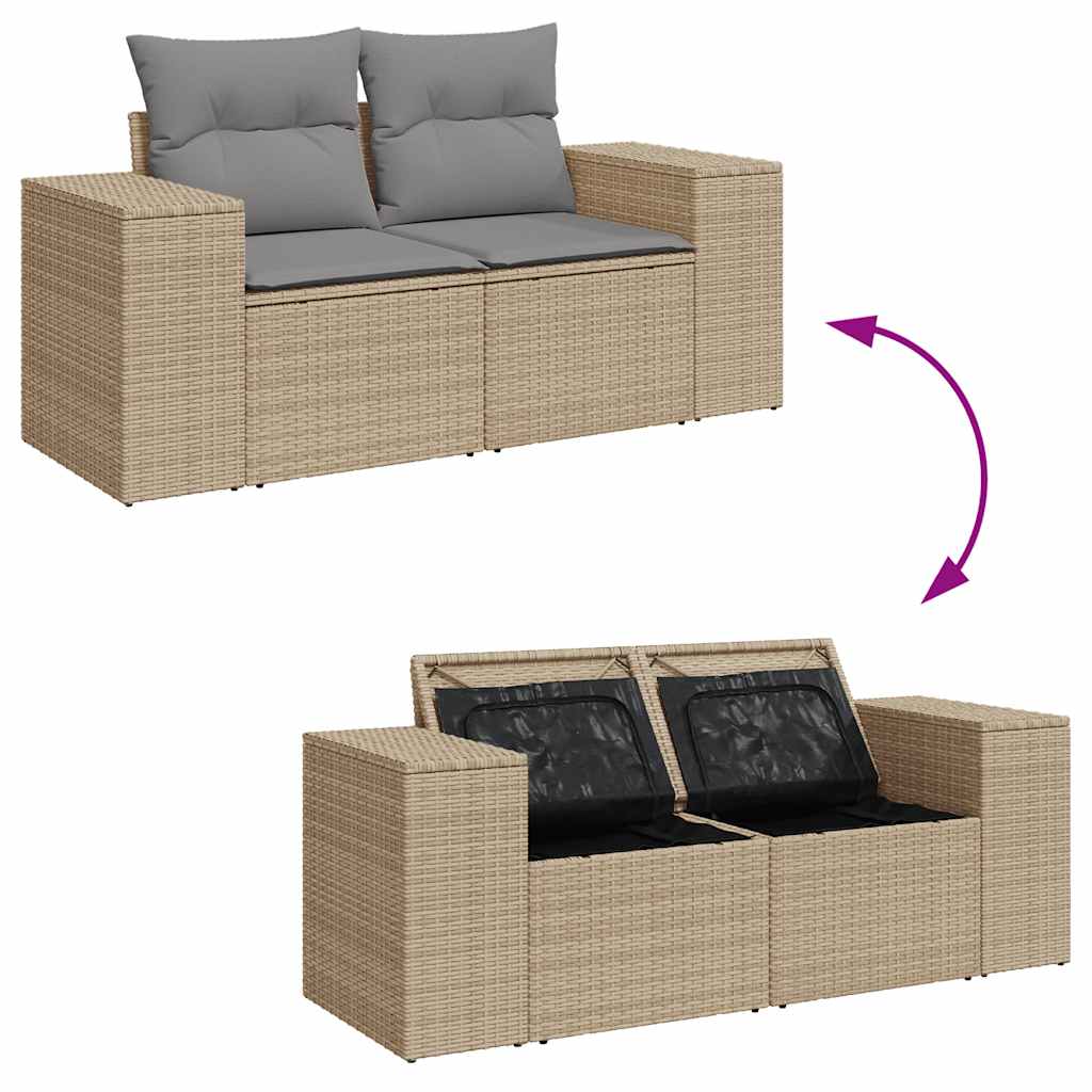 vidaXL Set sofás jardín y cojines 9 pzas ratán sintético acacia beige