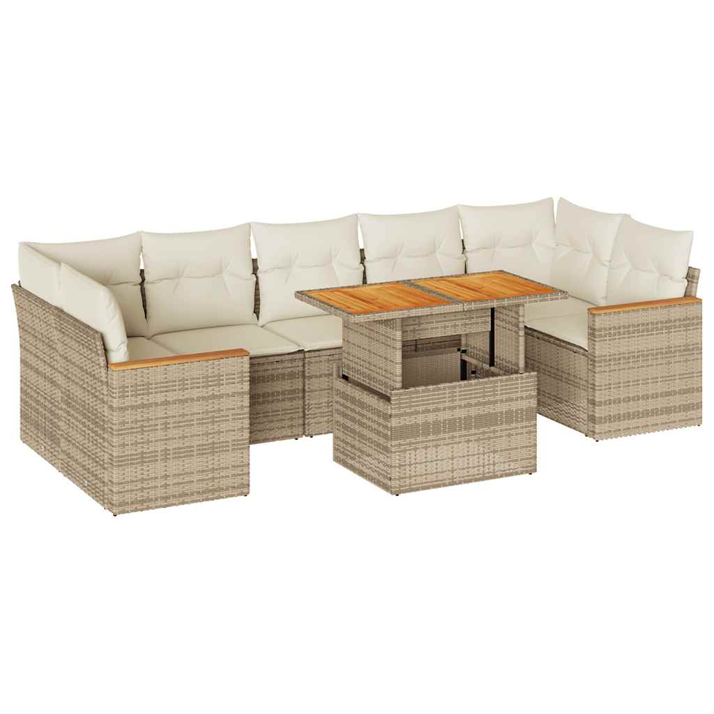 vidaXL Set sofás jardín y cojines 7 pzas ratán sintético acacia beige