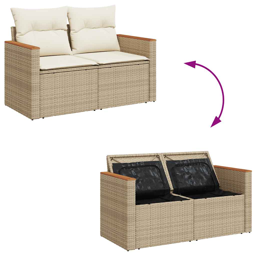 vidaXL Set sofás jardín y cojines 7 pzas ratán sintético acacia beige