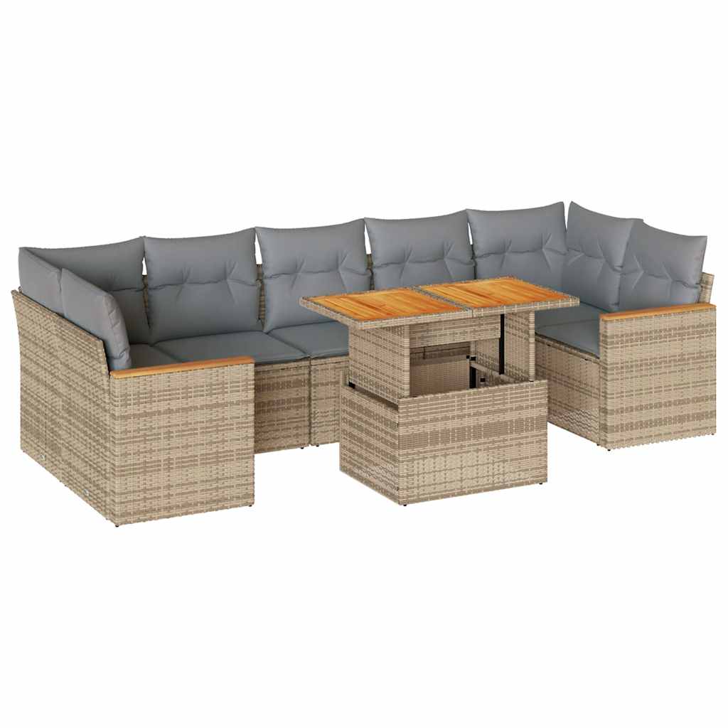 vidaXL Set sofás jardín y cojines 7 pzas ratán sintético acacia beige