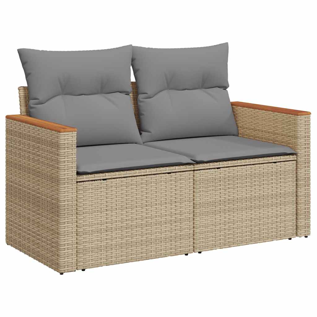 vidaXL Set sofás jardín y cojines 9 pzas ratán sintético acacia beige