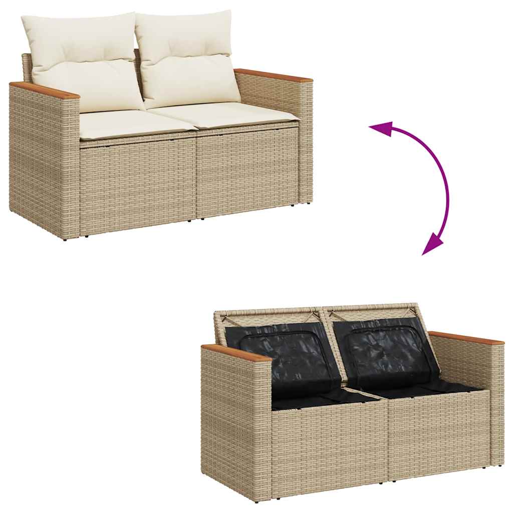 vidaXL Set sofás jardín y cojines 6 pzas ratán sintético acacia beige