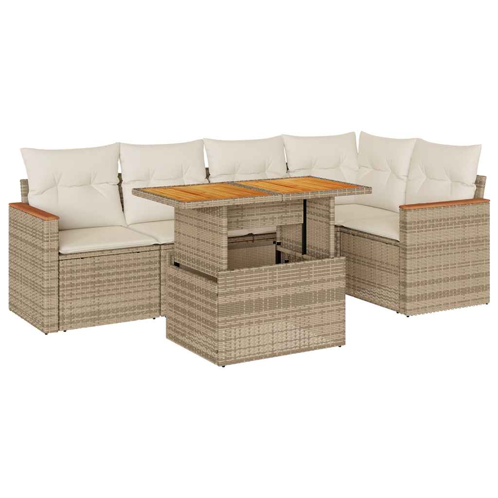 vidaXL Set sofás jardín y cojines 5 pzas ratán sintético acacia beige