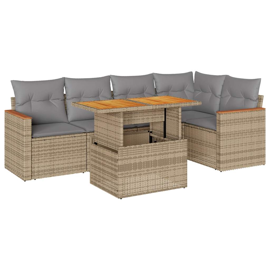 vidaXL Set sofás jardín y cojines 5 pzas ratán sintético acacia beige