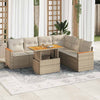 vidaXL Set sofás jardín y cojines 7 pzas ratán sintético acacia beige