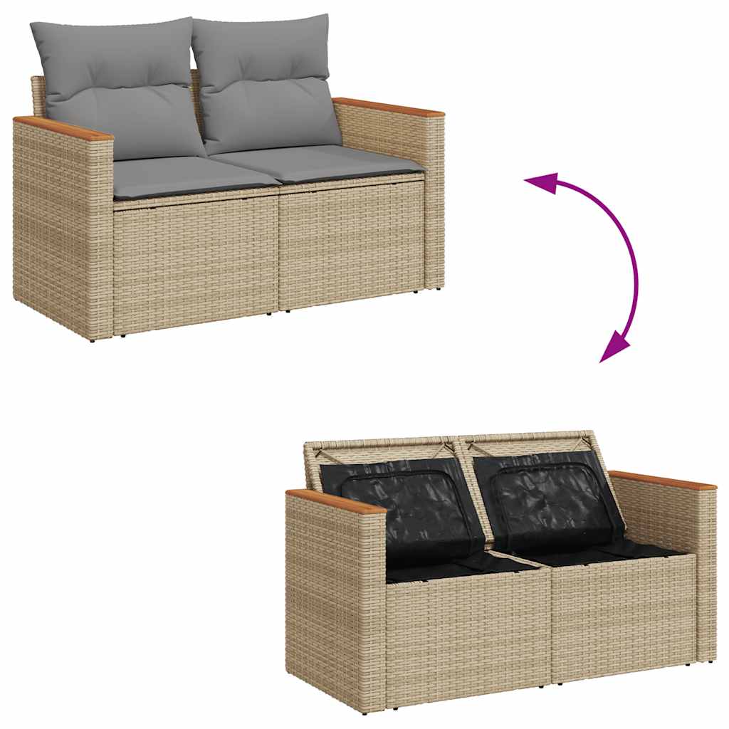 vidaXL Set sofás jardín y cojines 7 pzas ratán sintético acacia beige