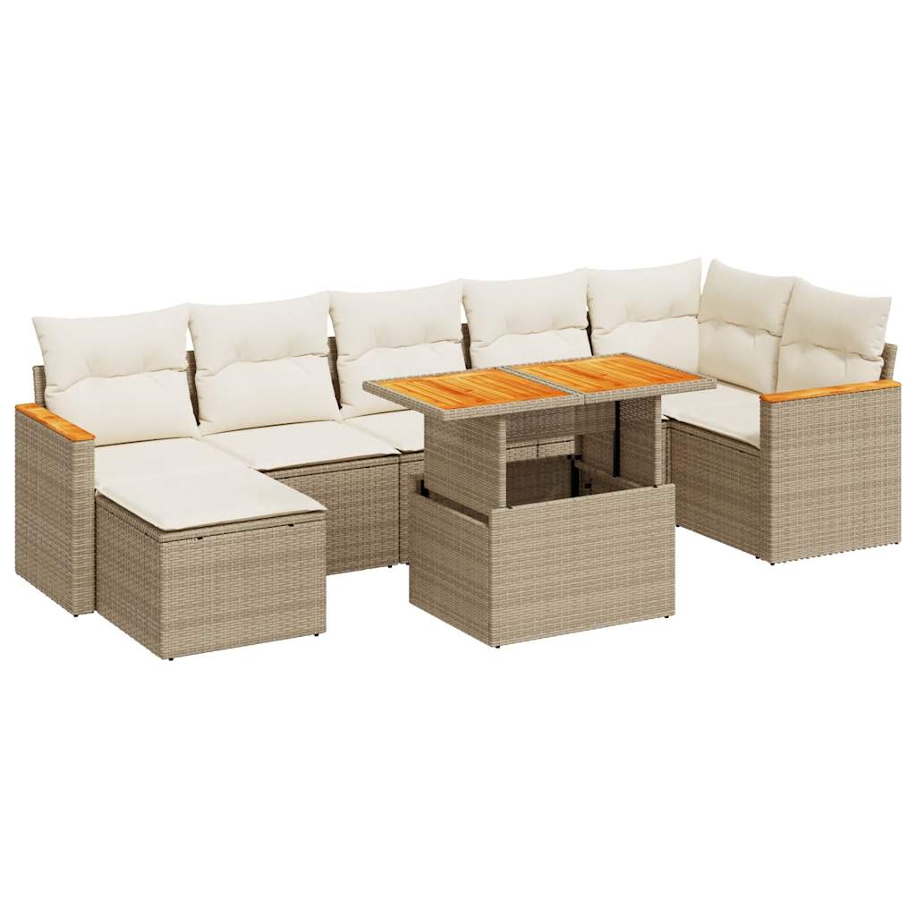 vidaXL Set sofás jardín y cojines 8 pzas ratán sintético acacia beige