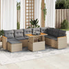 vidaXL Set sofás jardín y cojines 9 pzas ratán sintético acacia beige