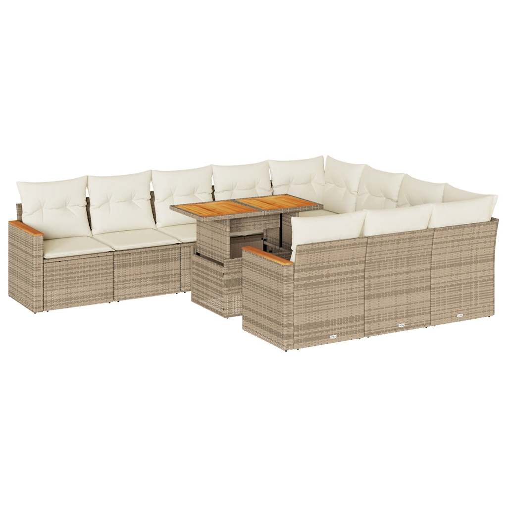 vidaXL Set sofás jardín y cojines 11 pzas ratán sintético acacia beige