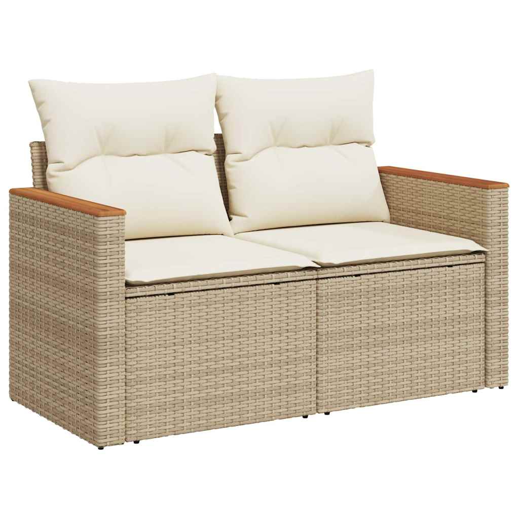 vidaXL Set sofás jardín y cojines 11 pzas ratán sintético acacia beige