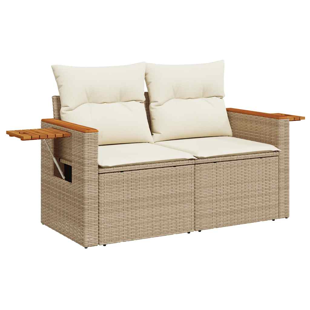 vidaXL Set sofás jardín y cojines 5 pzas ratán sintético acacia beige