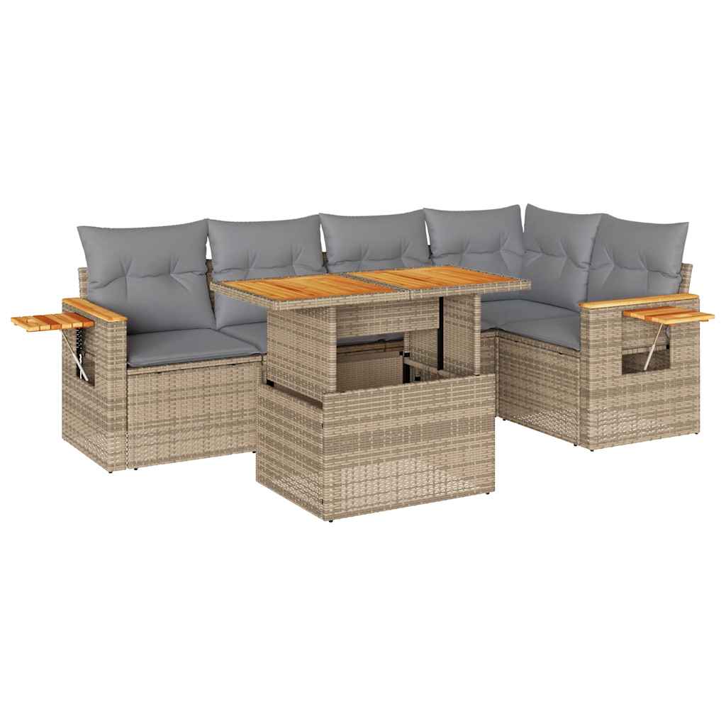 vidaXL Set sofás jardín y cojines 5 pzas ratán sintético acacia beige