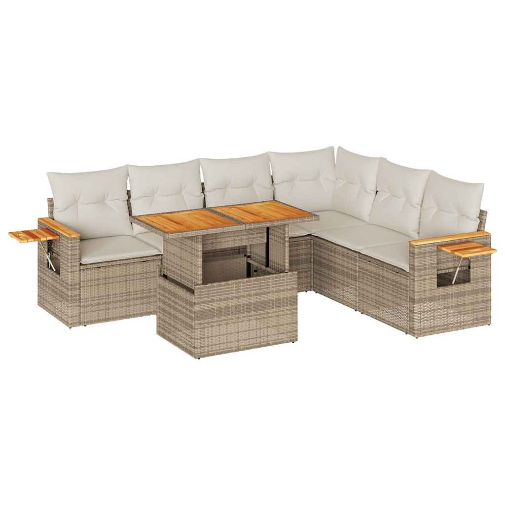 vidaXL Set sofás jardín y cojines 6 pzas ratán sintético acacia beige