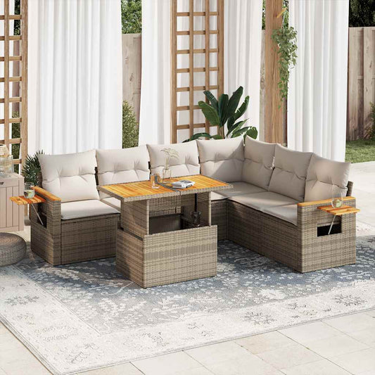 vidaXL Set sofás jardín y cojines 6 pzas ratán sintético acacia beige