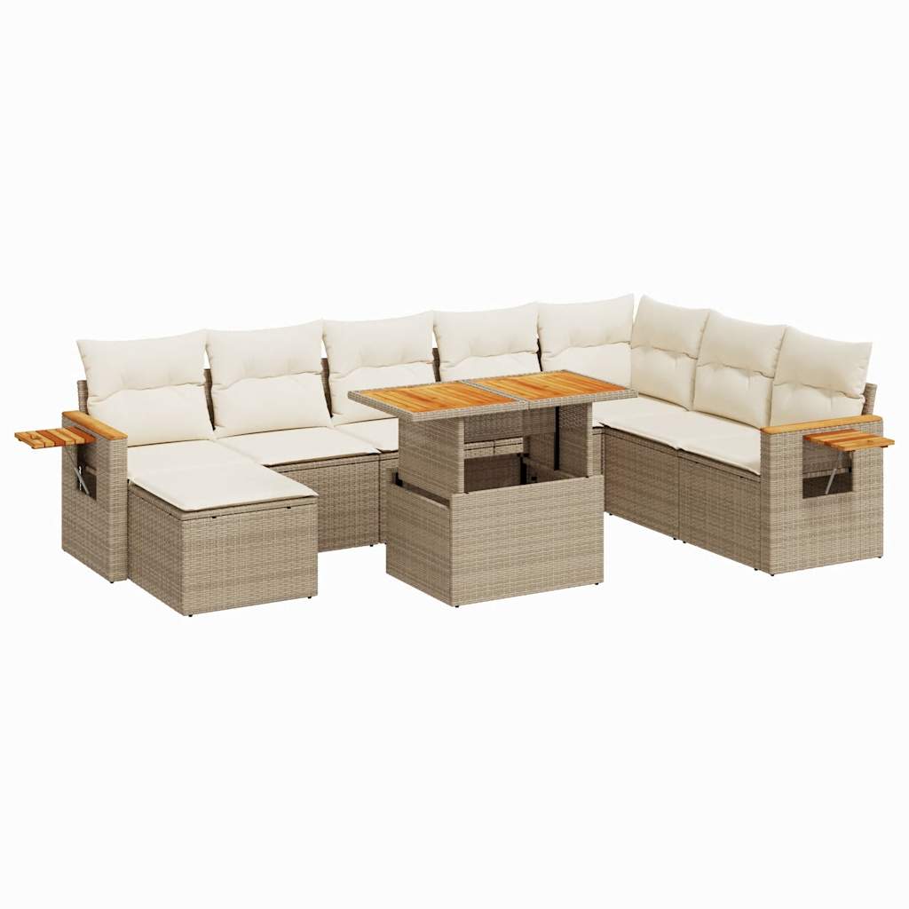 vidaXL Set sofás jardín y cojines 7 pzas ratán sintético acacia beige