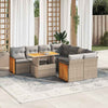 vidaXL Set sofás jardín y cojines 9 pzas ratán sintético acacia beige