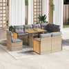 vidaXL Set sofás jardín y cojines 9 pzas ratán sintético acacia beige