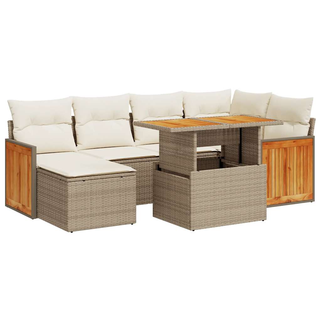 vidaXL Set sofás jardín y cojines 8 pzas ratán sintético acacia beige