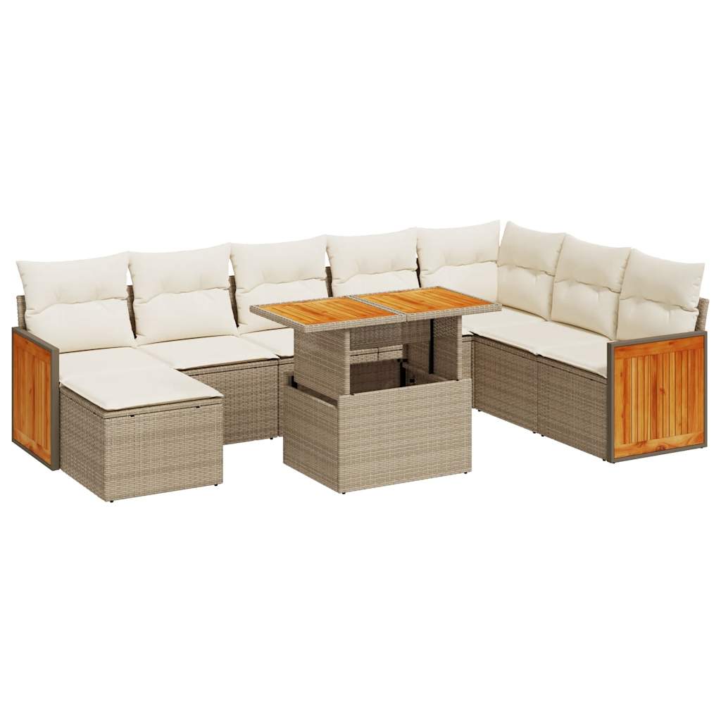 vidaXL Set sofás jardín y cojines 7 pzas ratán sintético acacia beige