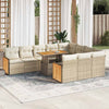 vidaXL Set sofás jardín y cojines 11 pzas ratán sintético acacia beige