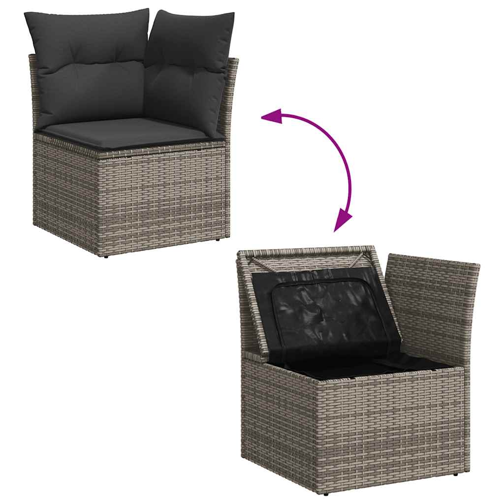 vidaXL Set de muebles de jardín 6 pzas y cojines ratán sintético gris