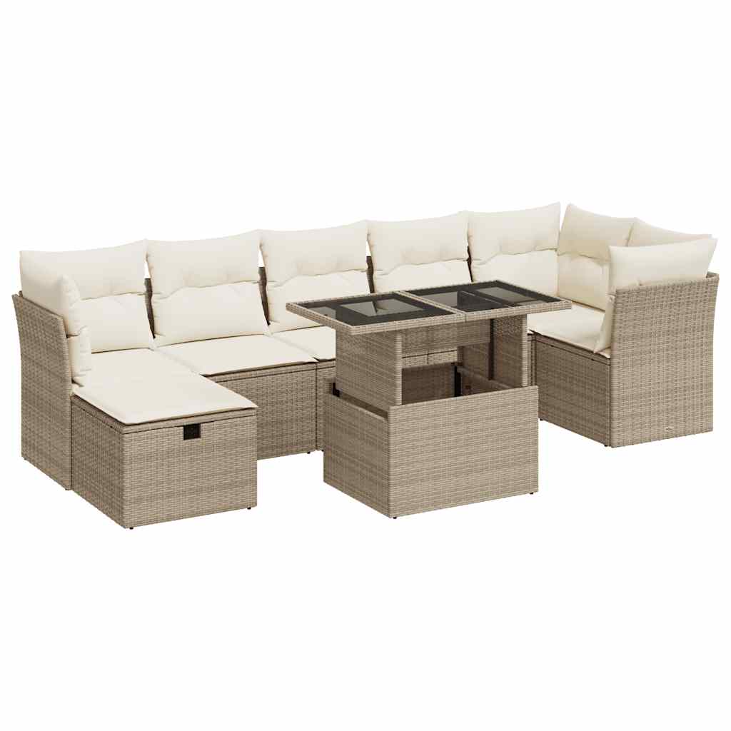 vidaXL Set de sofás de jardín y cojines 8 piezas ratán sintético beige