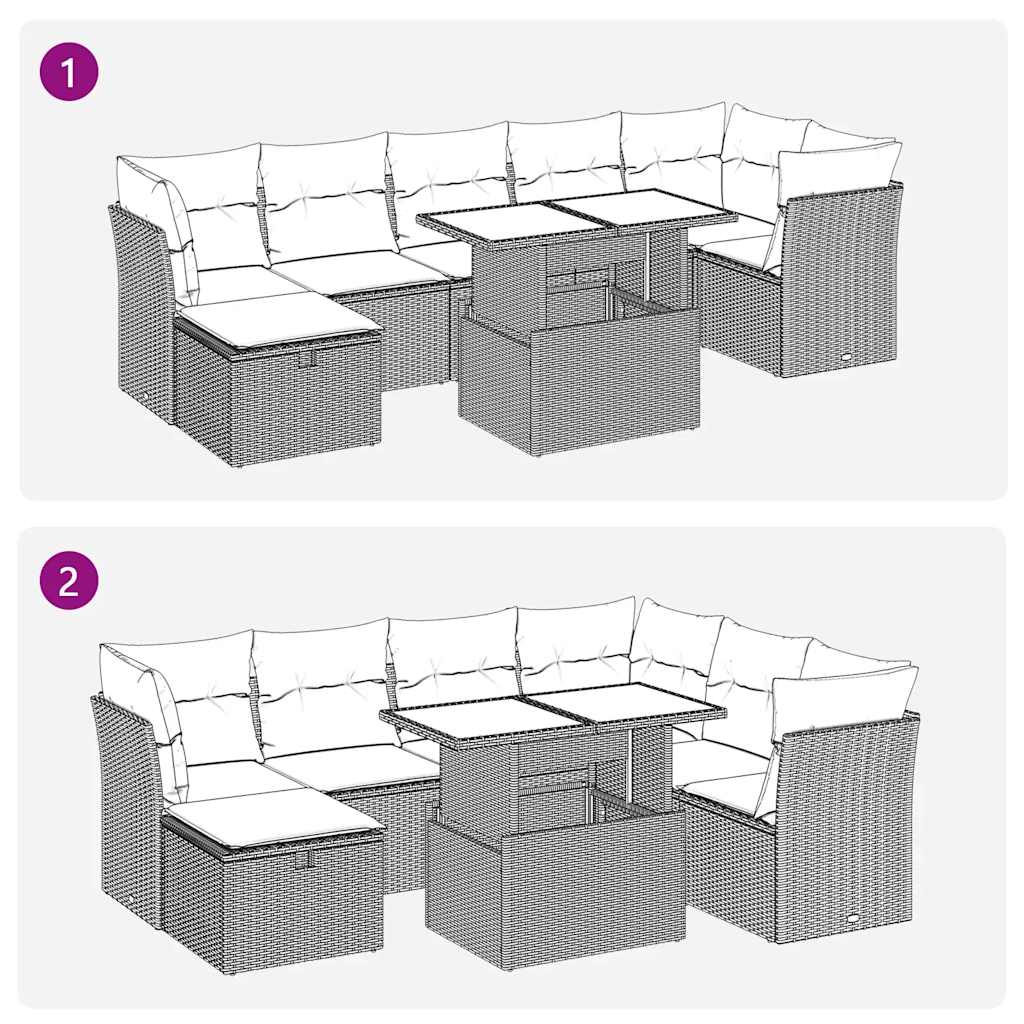 vidaXL Set de sofás de jardín 8 pzas y cojines ratán sintético gris