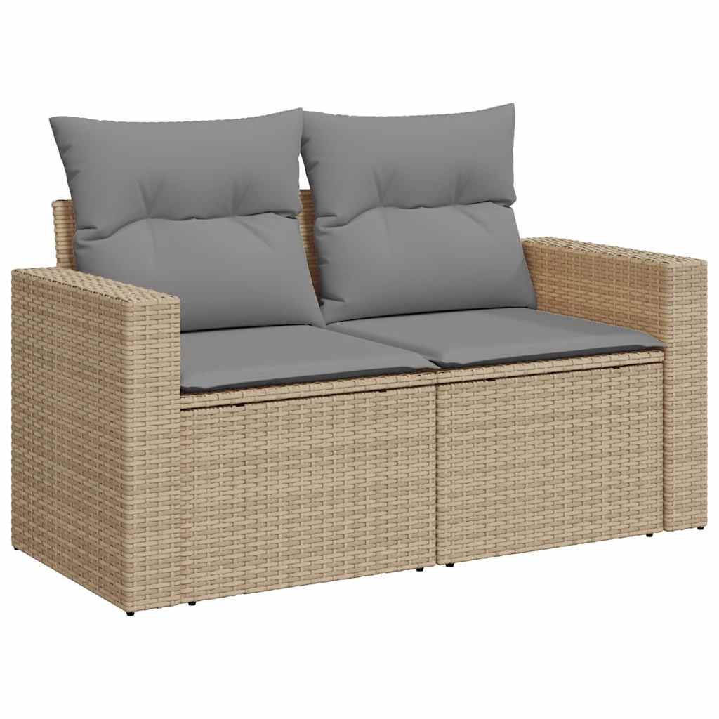 vidaXL Set de sofás de jardín con cojines 9 pzas ratán sintético beige