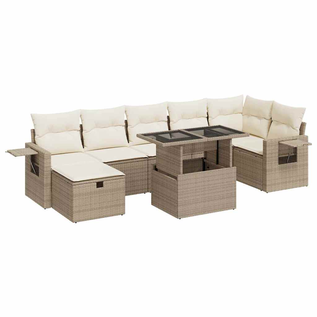 vidaXL Set de sofás de jardín y cojines 8 piezas ratán sintético beige