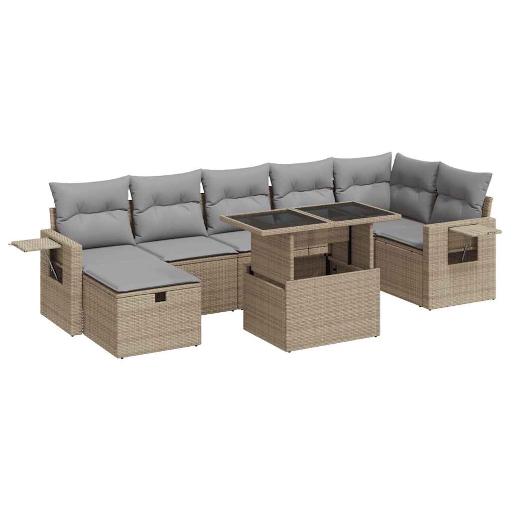 vidaXL Set de sofás de jardín y cojines 8 piezas ratán sintético beige