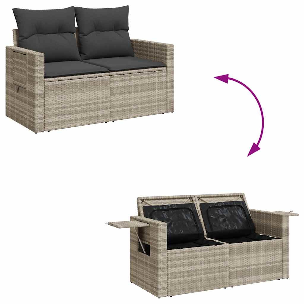 vidaXL Set muebles jardín 9 pzas y cojines ratán sintético gris claro