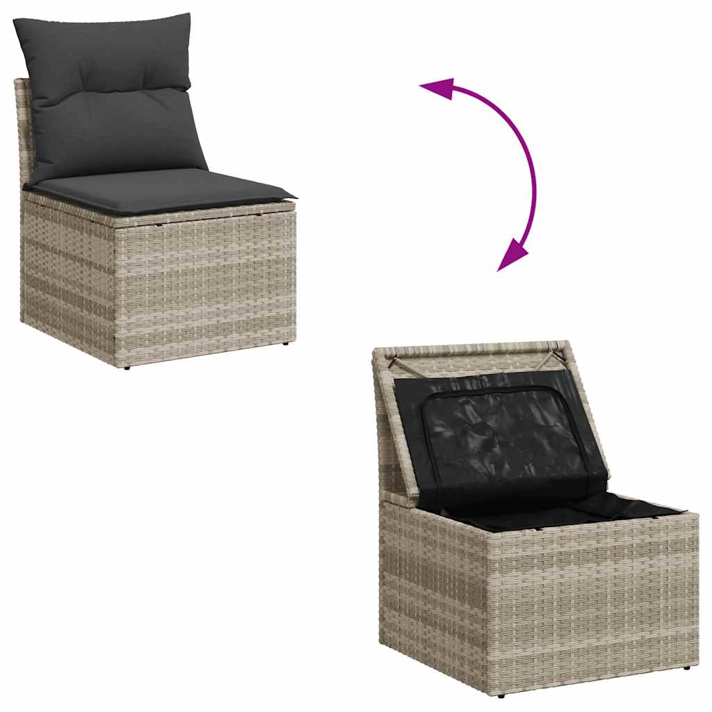 vidaXL Set muebles jardín 9 pzas y cojines ratán sintético gris claro