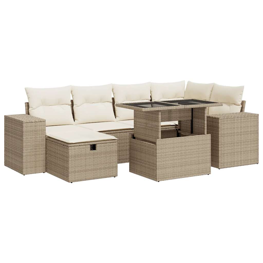 vidaXL Set de sofás de jardín y cojines 8 piezas ratán sintético beige