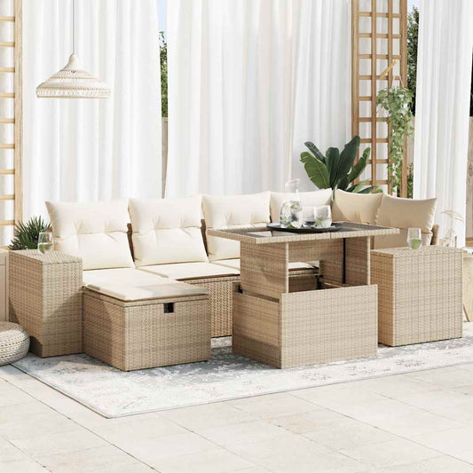 vidaXL Set de sofás de jardín y cojines 8 piezas ratán sintético beige