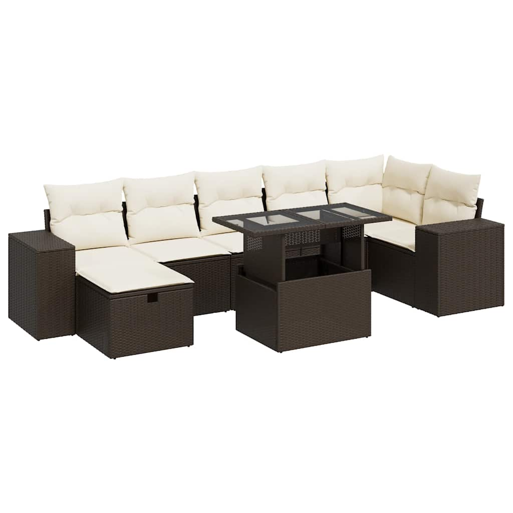 vidaXL Set comedor de jardín 5 piezas y cojines ratán sintético marrón