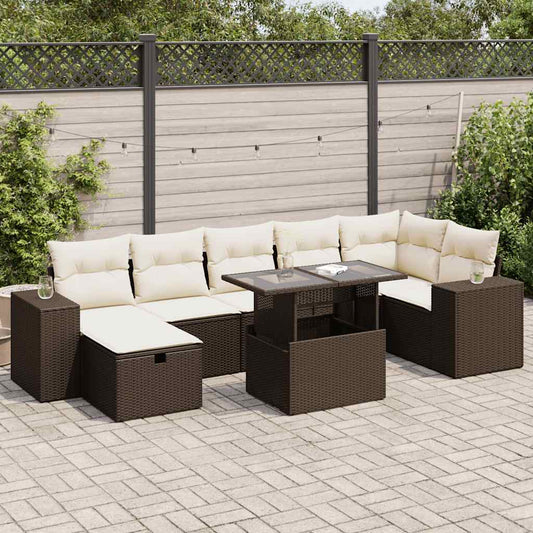 vidaXL Set comedor de jardín 5 piezas y cojines ratán sintético marrón