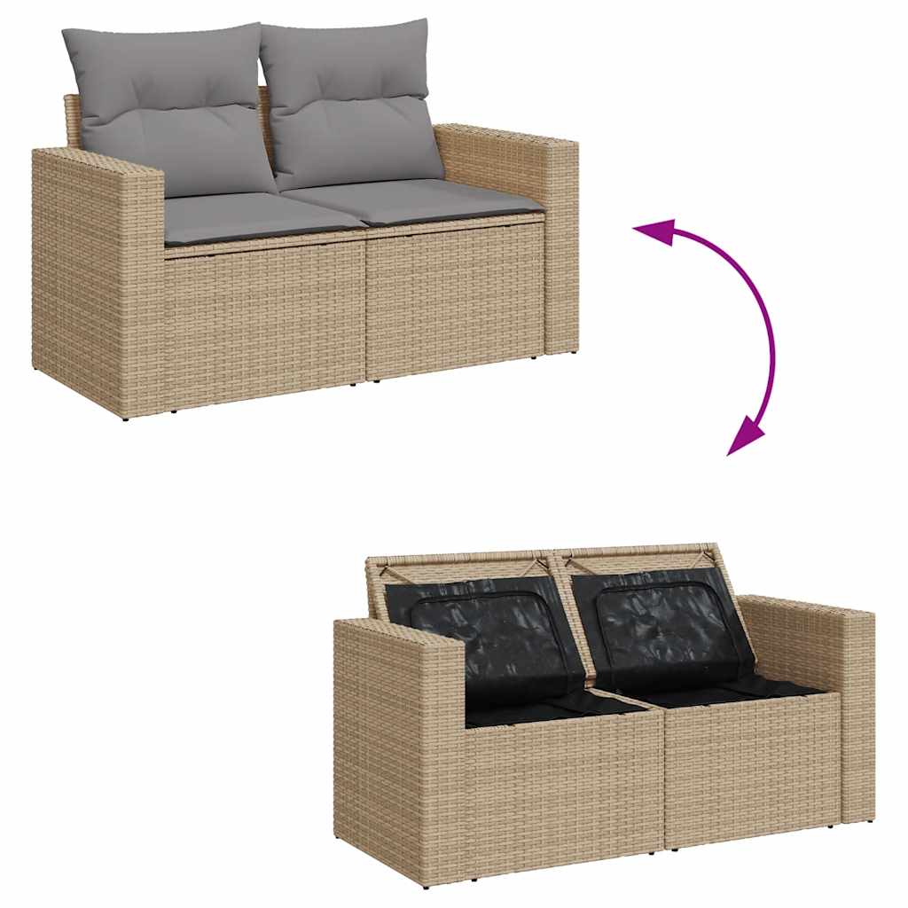 vidaXL Set sofás jardín y cojines 6 pzas ratán sintético acacia beige