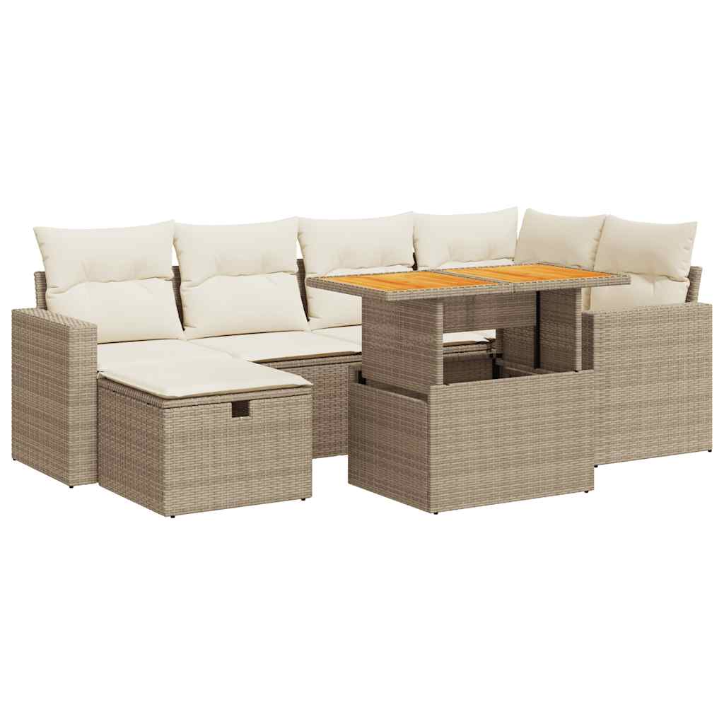 vidaXL Set sofás jardín y cojines 8 pzas ratán sintético acacia beige