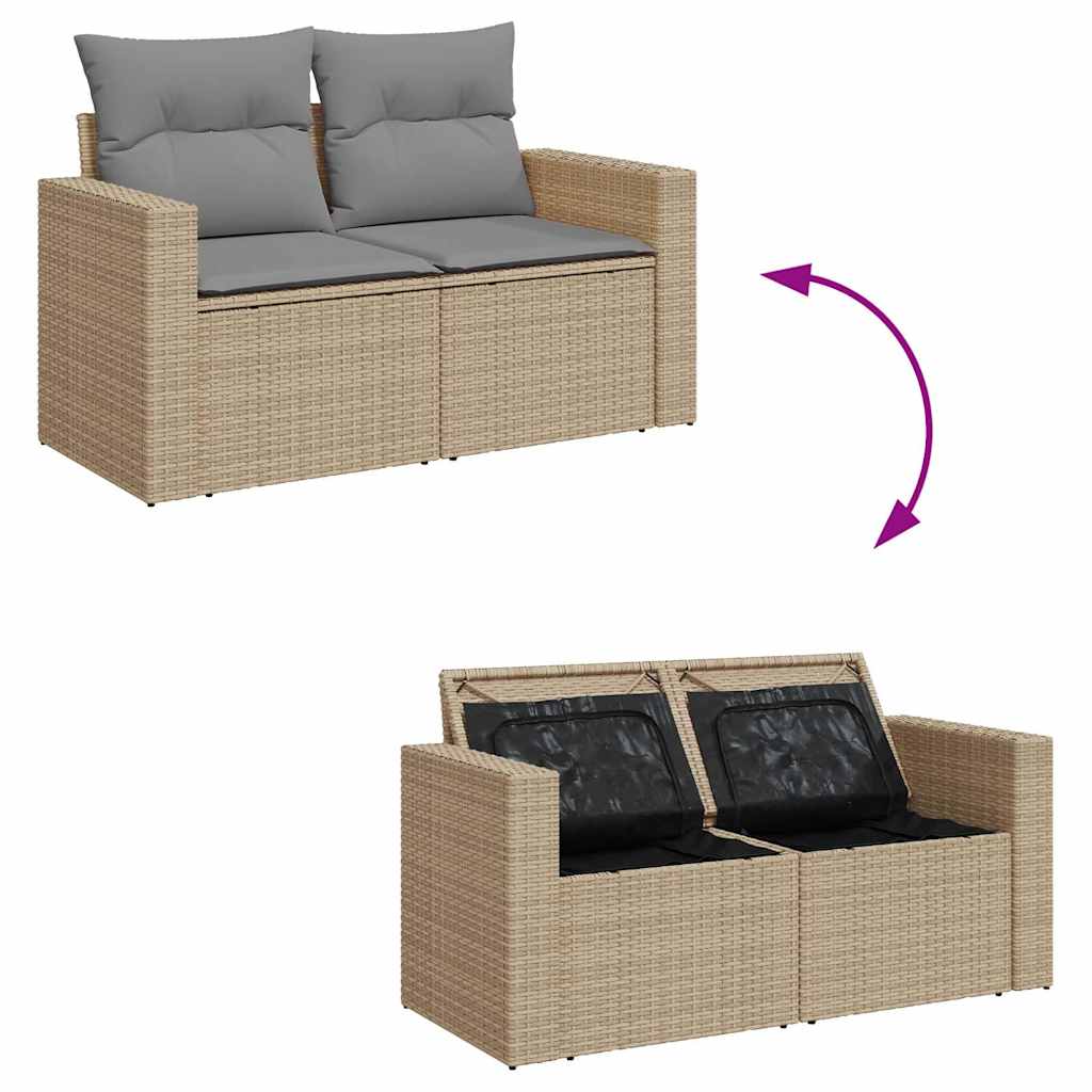 vidaXL Set sofás jardín y cojines 8 pzas ratán sintético acacia beige