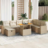 vidaXL Set sofás jardín y cojines 9 pzas ratán sintético acacia beige