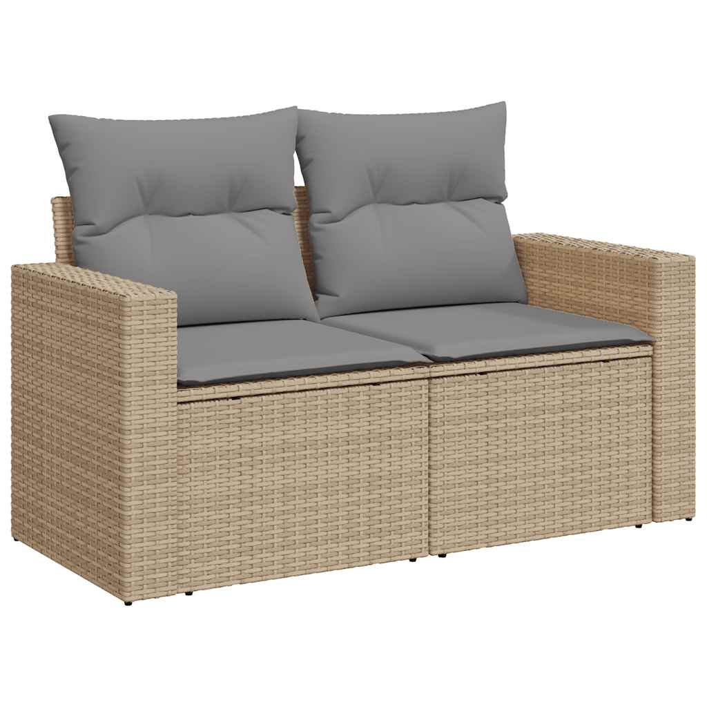 vidaXL Set sofás jardín y cojines 9 pzas ratán sintético acacia beige