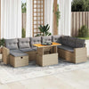 vidaXL Set sofás jardín y cojines 9 pzas ratán sintético acacia beige