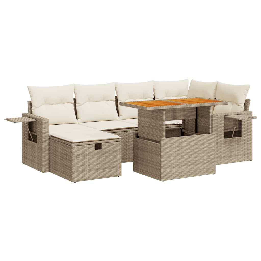 vidaXL Set sofás jardín y cojines 8 pzas ratán sintético acacia beige