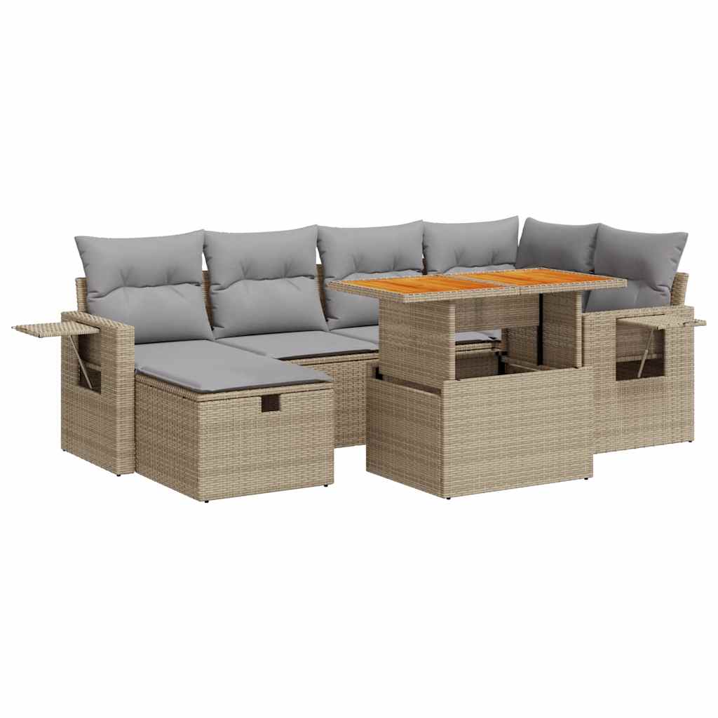 vidaXL Set sofás jardín y cojines 8 pzas ratán sintético acacia beige