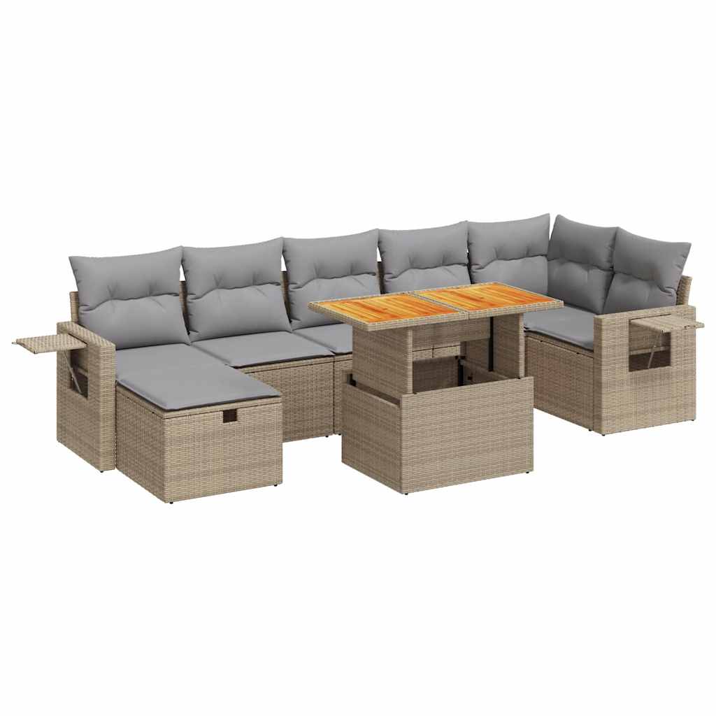 vidaXL Set sofás jardín y cojines 5 pzas ratán sintético acacia beige