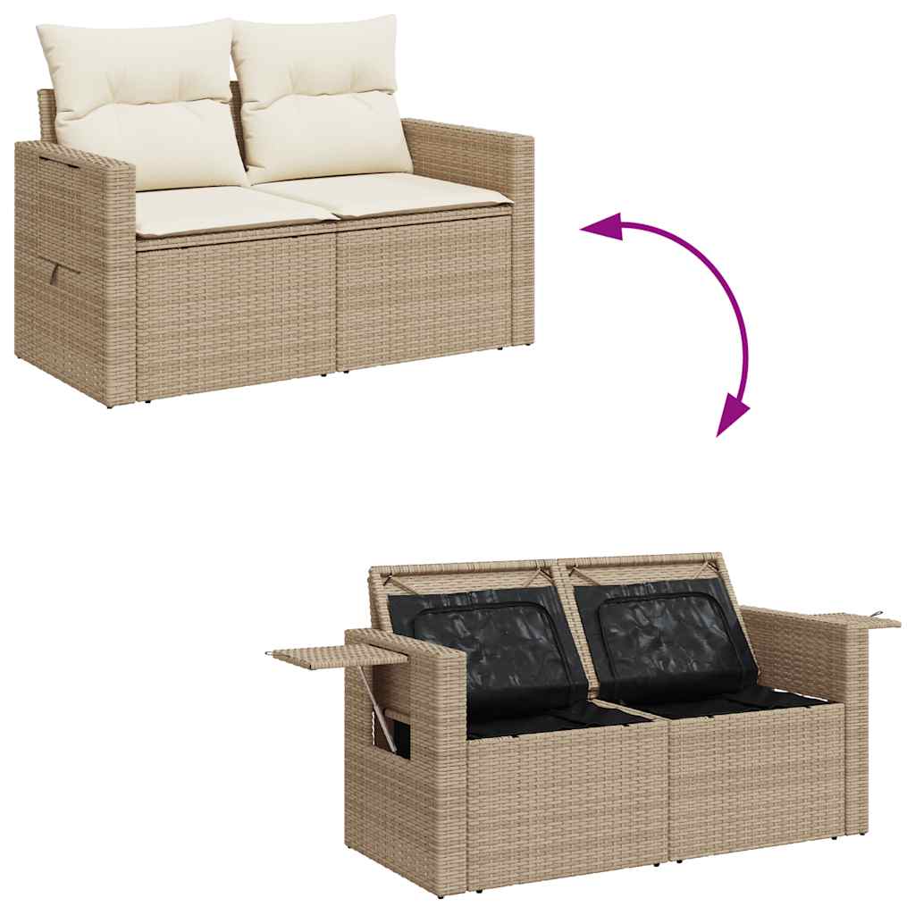 vidaXL Set sofás jardín y cojines 9 pzas ratán sintético acacia beige