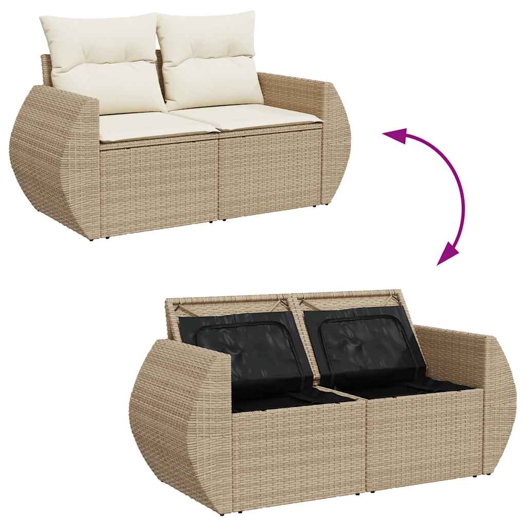 vidaXL Set sofás jardín y cojines 6 pzas ratán sintético acacia beige